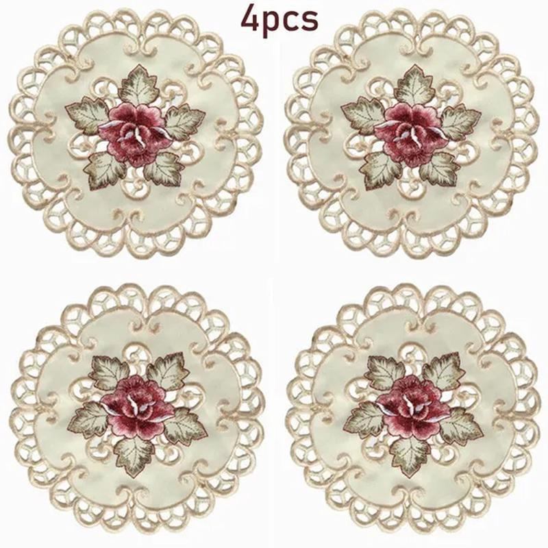 4pcs Round Embroidered Flower  - Conference Table Round review and price